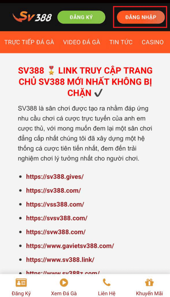 Bấm vào ô Đăng Nhập Bấm vào ô Đăng Nhập