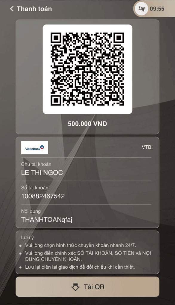Lưu mã QR về máy để thực hiện chuyển khoản Lưu mã QR về máy để thực hiện chuyển khoản