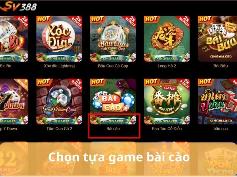 Chọn trò chơi "Bài Cào" Chọn trò chơi "Bài Cào"