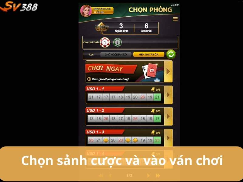 Chọn bàn chơi và vào đặt cược Chọn bàn chơi và vào đặt cược