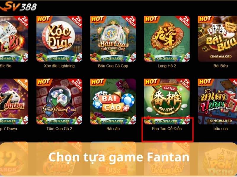 Chọn danh mục game bài và chọn trò chơi Fantan Chọn danh mục game bài và chọn trò chơi Fantan